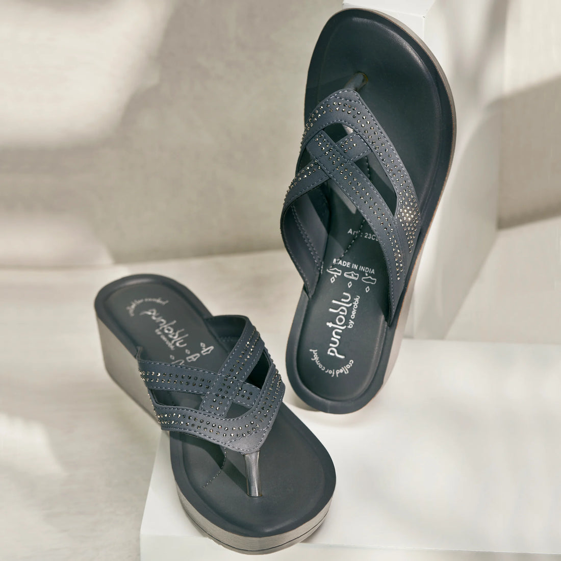 Women’s Party Wear Mid Heel Thong Slippers | 23C9