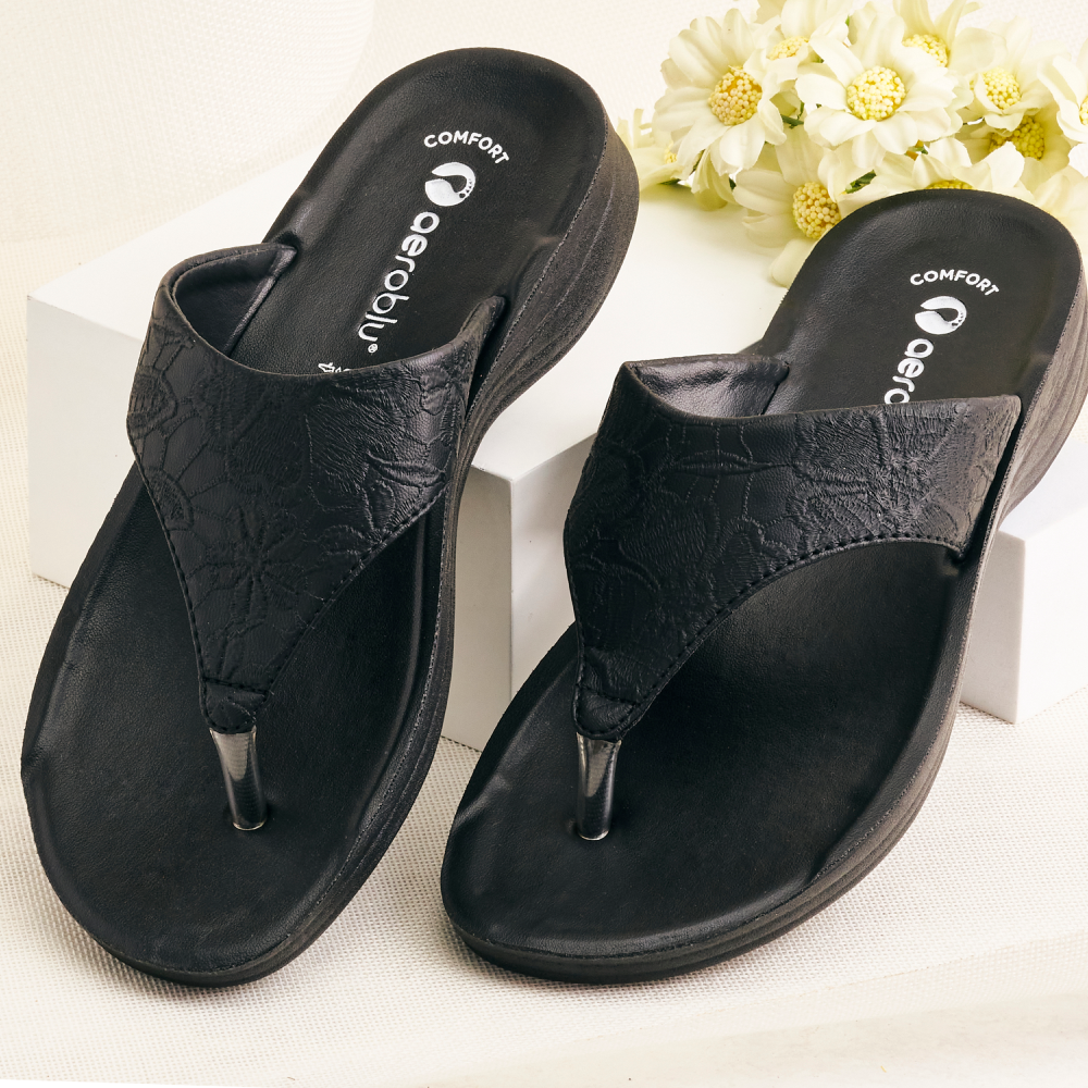 Casual Wear Thong Mid Heel Slippers for Women | FLA3