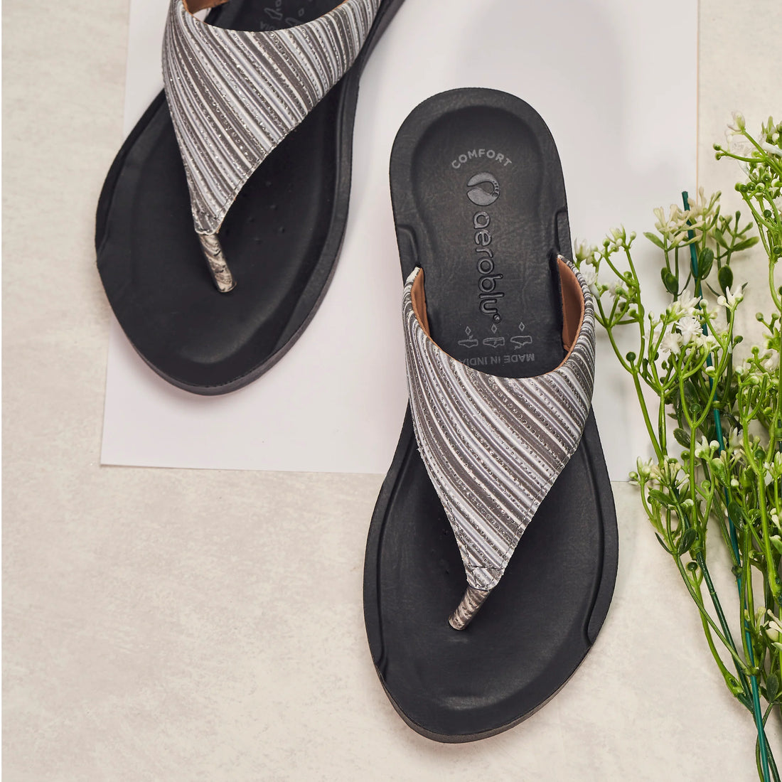 Party Wear Thong Slippers with Mid heel for Women | KM98