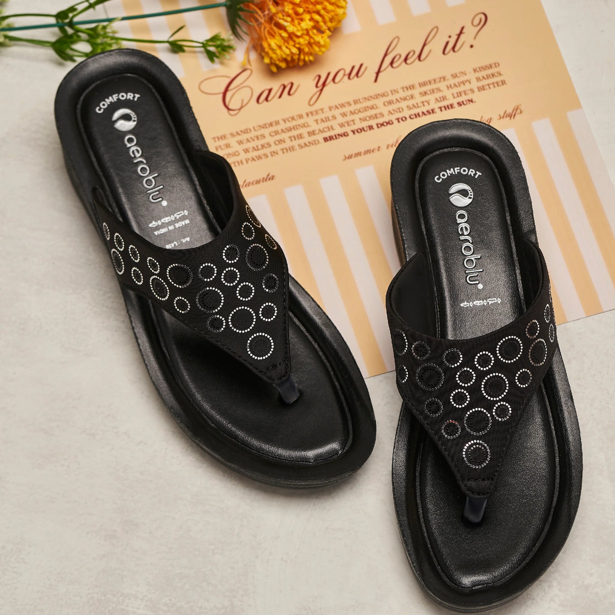 Casual Wear Thong Slippers with Mid heel for Women | L436