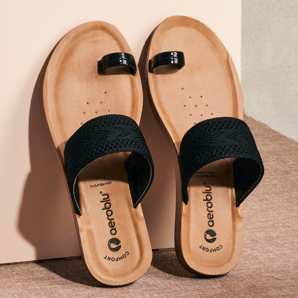 Ethnic Wear Toe Ring Flat Slippers for Women | PRD2