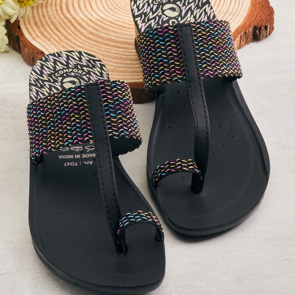 Ethnic Wear Toe Ring Mid Heel Slippers for Women | TO47